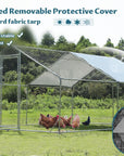 PETSFIT Metal Chicken Coop with Anti-Rust Durable Steel & 420D Anti-Ultraviolet Waterproof Cover, Large Walk-in Poultry Cage Chicken Run Duck House for Outdoor Farm Use(118"x158"x76.8"-动物/宠物用品