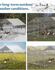 PETSFIT Metal Chicken Coop with Anti-Rust Durable Steel & 420D Anti-Ultraviolet Waterproof Cover, Large Walk-in Poultry Cage Chicken Run Duck House for Outdoor Farm Use(118"x158"x76.8"-动物/宠物用品