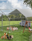 PETSFIT Metal Chicken Coop with Anti-Rust Durable Steel & 420D Anti-Ultraviolet Waterproof Cover, Large Walk-in Poultry Cage Chicken Run Duck House for Outdoor Farm Use(118"x158"x76.8"-动物/宠物用品