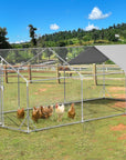 PETSFIT Large Metal Chicken Coops with Anti-Rust Durable Steel & 420D Anti-Ultraviolet Waterproof Cover, Large Walk-in Poultry Cage Chicken Run for Outdoor Farm Use 118"x236"x76.8"-动物/宠物用品