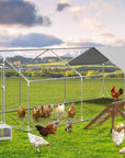 PETSFIT Large Metal Chicken Coops with Anti-Rust Durable Steel & 420D Anti-Ultraviolet Waterproof Cover, Large Walk-in Poultry Cage Chicken Run for Outdoor Farm Use 118"x236"x76.8"-动物/宠物用品