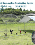 PETSFIT Large Metal Chicken Coops with Anti-Rust Durable Steel & 420D Anti-Ultraviolet Waterproof Cover, Large Walk-in Poultry Cage Chicken Run for Outdoor Farm Use 118"x236"x76.8"-动物/宠物用品