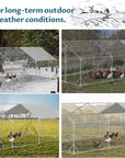 PETSFIT Large Metal Chicken Coops with Anti-Rust Durable Steel & 420D Anti-Ultraviolet Waterproof Cover, Large Walk-in Poultry Cage Chicken Run for Outdoor Farm Use 118"x236"x76.8"-动物/宠物用品