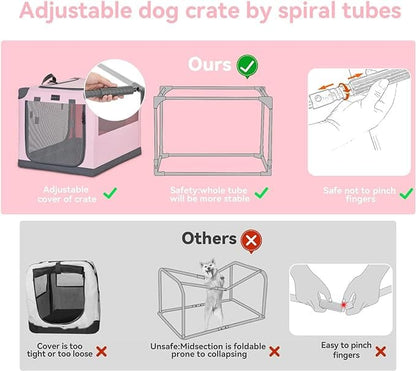 PETSFIT Portable Soft Collapsible Dog Crate Pink - PETSFIT STORE