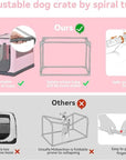 PETSFIT Portable Soft Collapsible Dog Crate Pink - PETSFIT STORE