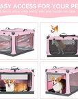 PETSFIT Portable Soft Collapsible Dog Crate Pink - PETSFIT STORE