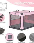 PETSFIT Portable Soft Collapsible Dog Crate Pink - PETSFIT STORE