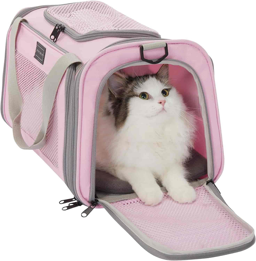 PETSFIT Pet Carrier Bag Airline Approved Cat Travel Carrier for Small and Medium Cats Under 12 Lbs -  Pet Supplies