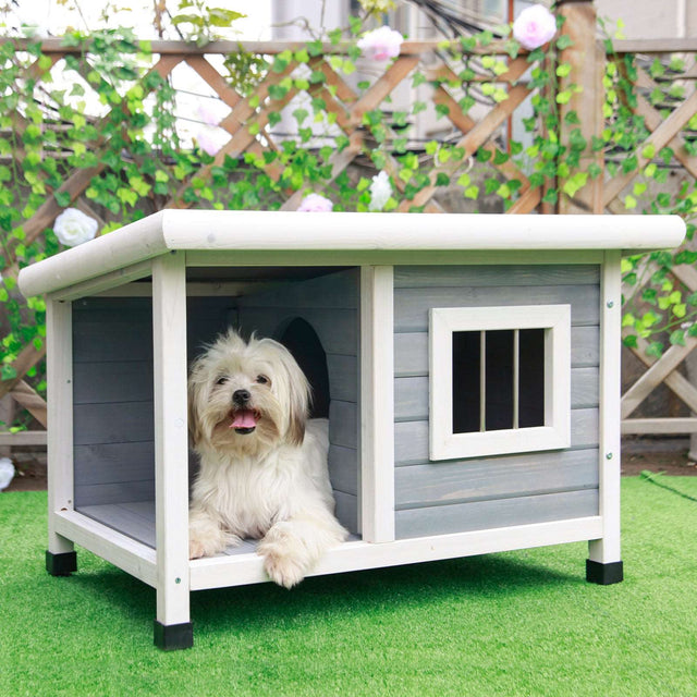 PETSFIT Outdoor Wooden Dog House for Small Dogs