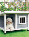 PETSFIT Outdoor Wooden Dog House for Small Dogs