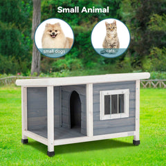 PETSFIT Outdoor Wooden Dog House for Small Dogs
