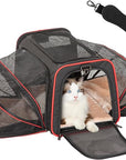 Petsfit Expandable Large Cat Carrier Small Dog Carriers Airline Approved Soft-Sided Portable Washable Pet Travel Carrier with 2 Extension for Kittens, Puppies, Rabbits-Pet Supplies