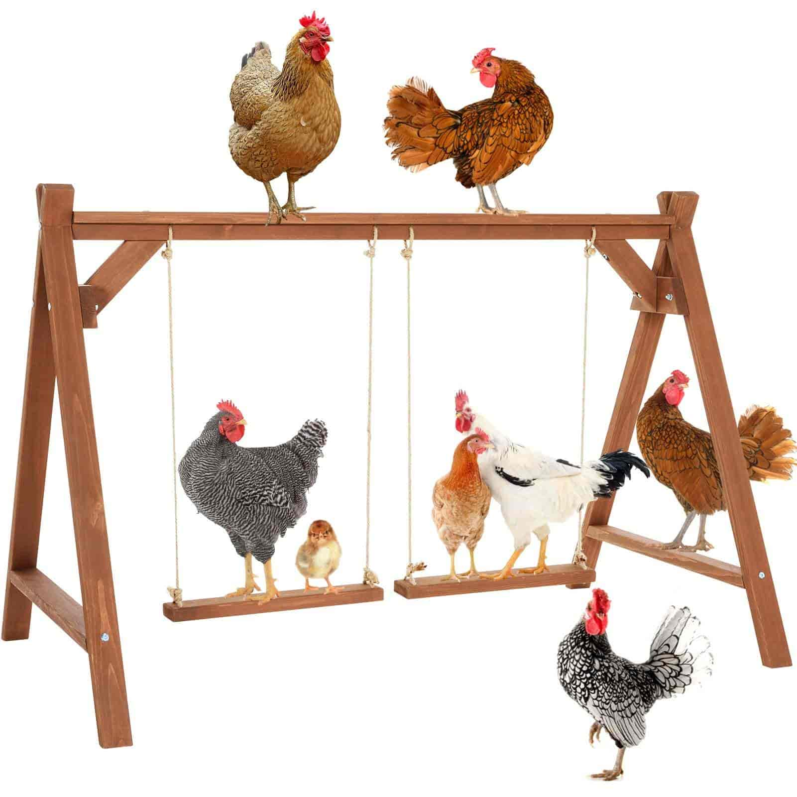 PETSFIT 2 Chicken Swings And Toys Chicken Perch for Pet's Healthy & Play Chicken Coop Accessories for 6-8 Chickens