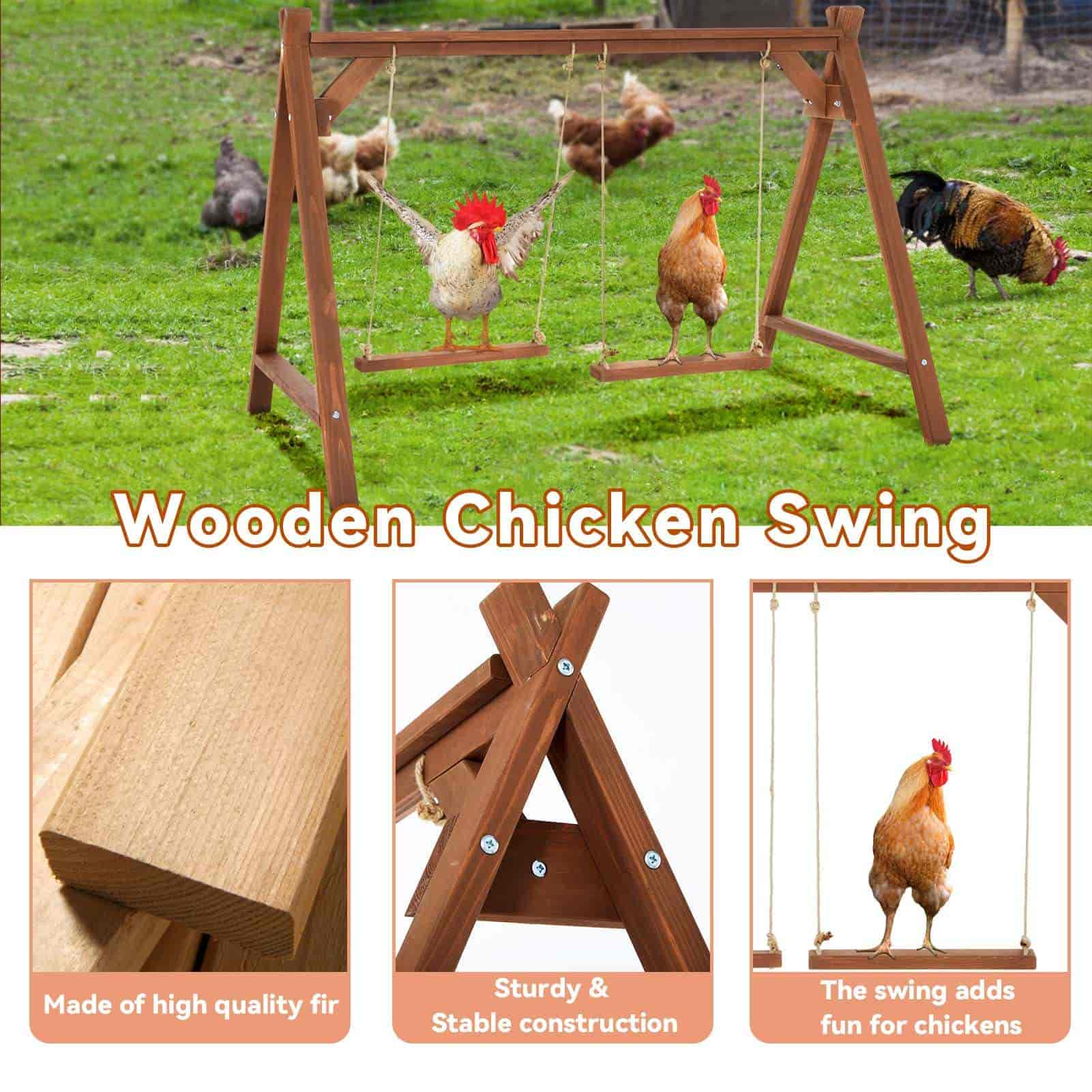 PETSFIT 2 Chicken Swings And Toys Chicken Perch for Pet's Healthy & Play Chicken Coop Accessories for 6-8 Chickens