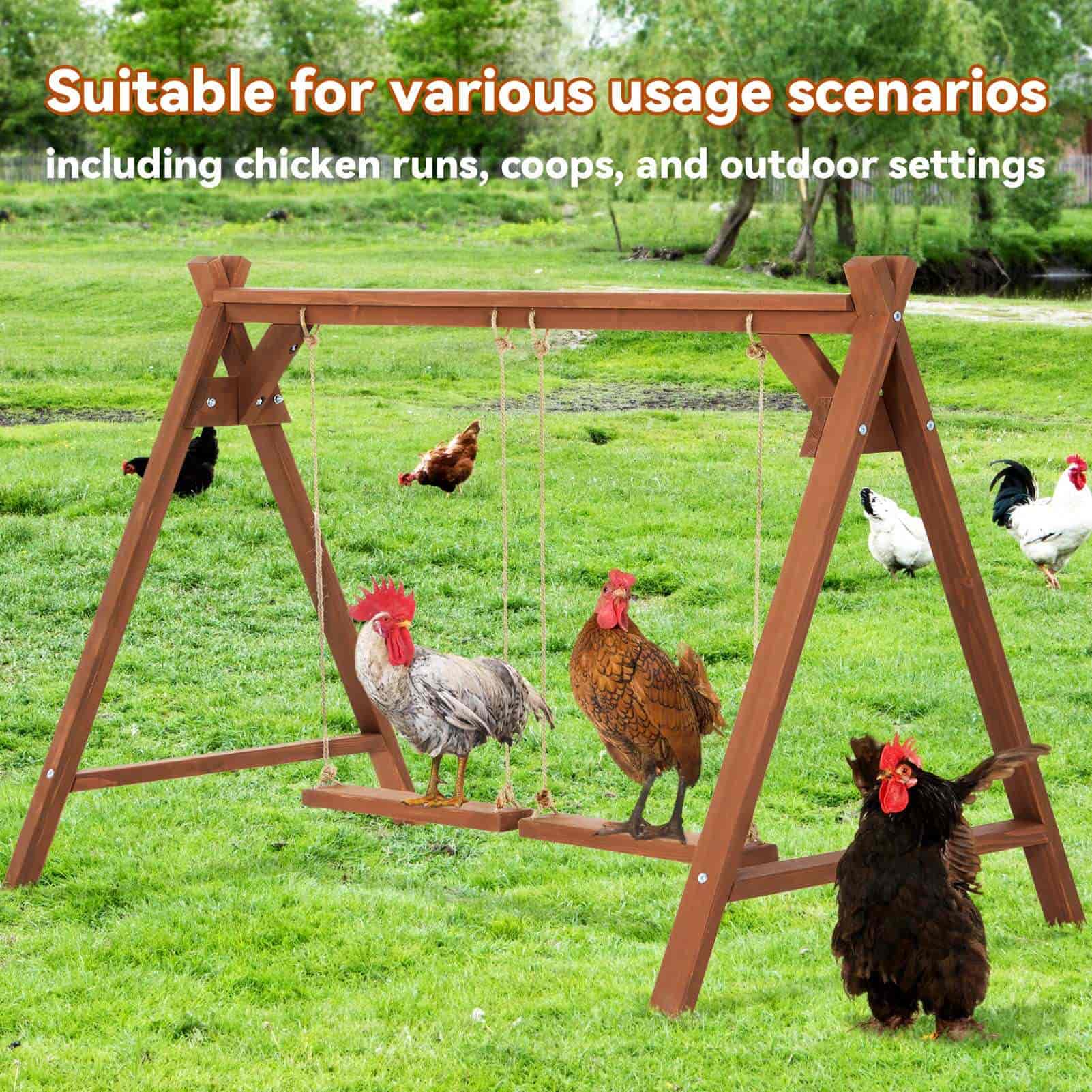 PETSFIT 2 Chicken Swings And Toys Chicken Perch for Pet's Healthy & Play Chicken Coop Accessories for 6-8 Chickens