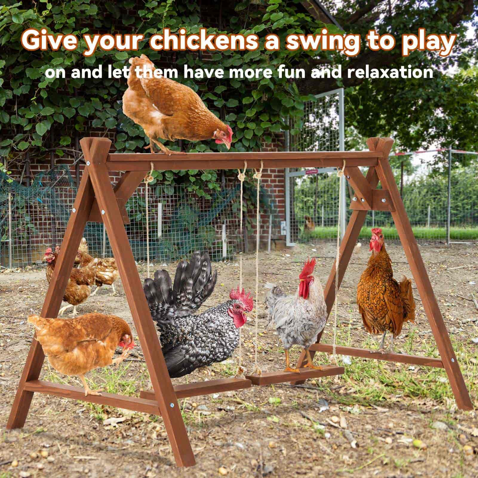 PETSFIT 2 Chicken Swings And Toys Chicken Perch for Pet's Healthy & Play Chicken Coop Accessories for 6-8 Chickens