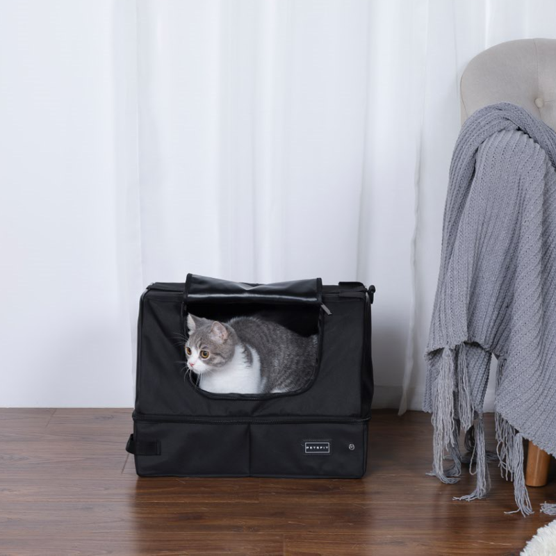 PETSFIT – bac à litière de voyage portable pour chat, mise à niveau 