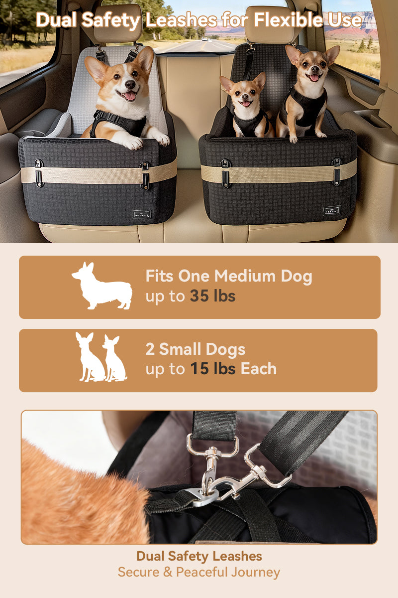 PETSFIT Patented Safety Buckle Dog Booster Car Seat for Medium Dogs