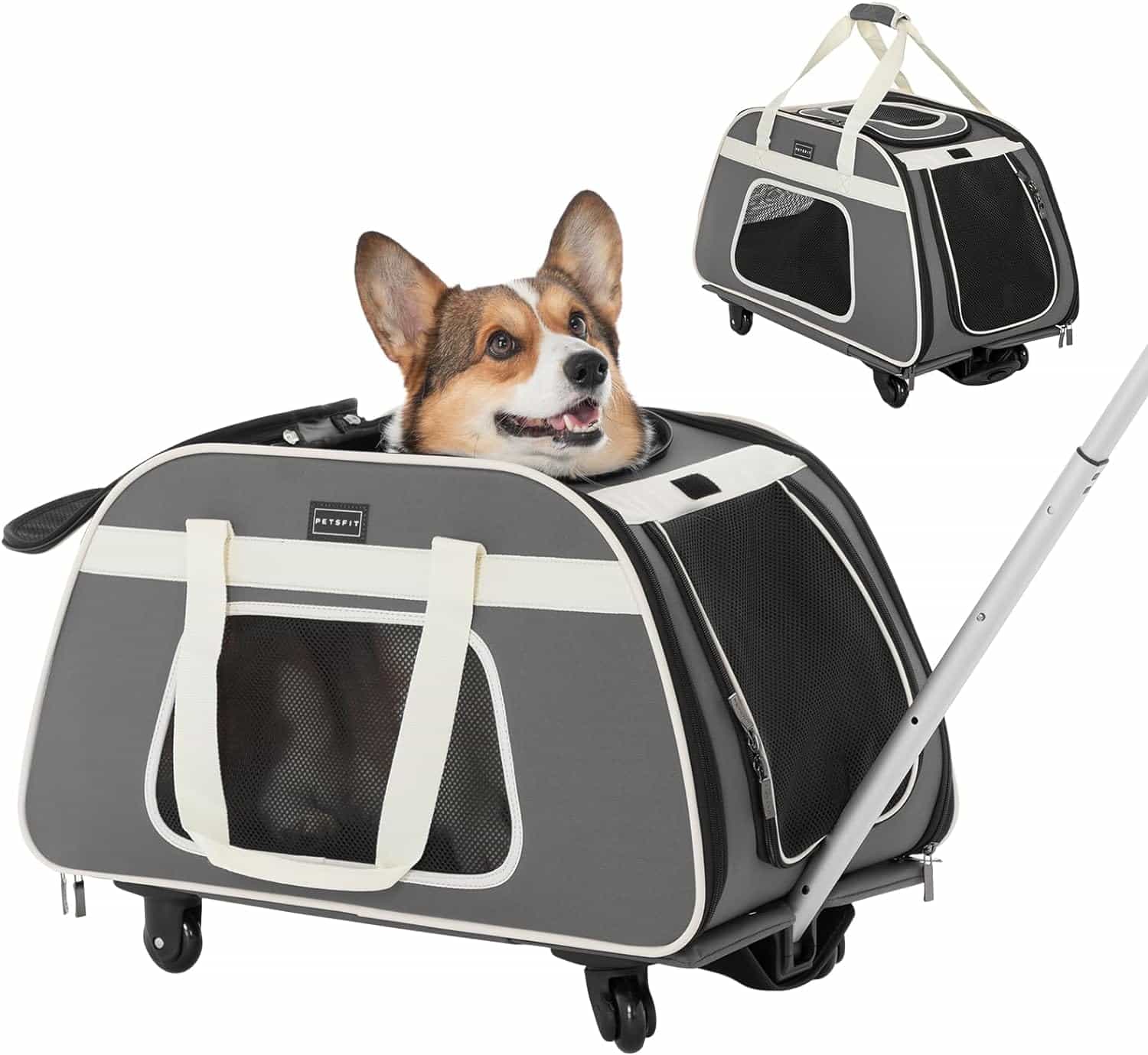 Transporting Pets Pet Travel Carrier With Wheels Pet Rolling Carrier – PETSFIT