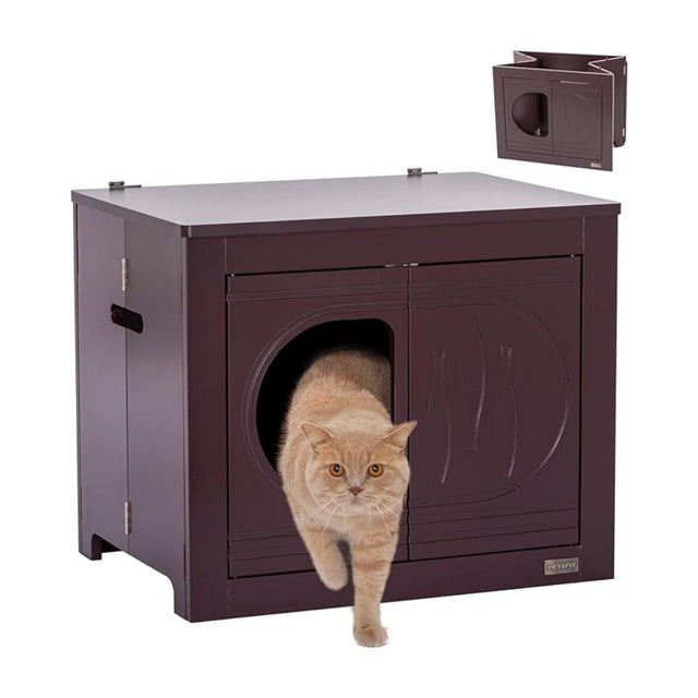 PETSFIT Cat Litter Box as Cat House Collapsible Use No Assembly Needed