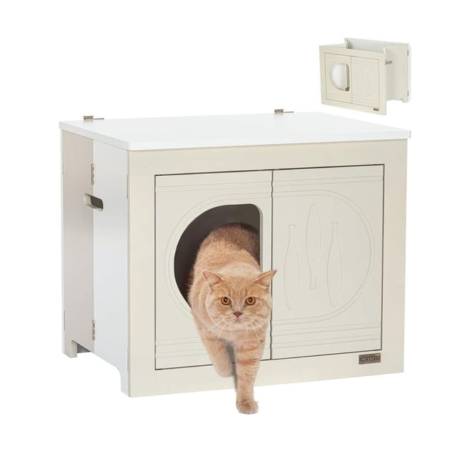 PETSFIT Cat Litter Box as Cat House Collapsible Use No Assembly Needed