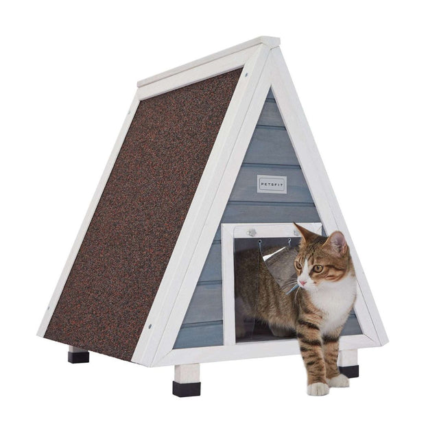 PETSFIT Single Story Triangular Cat House With Foot Stand