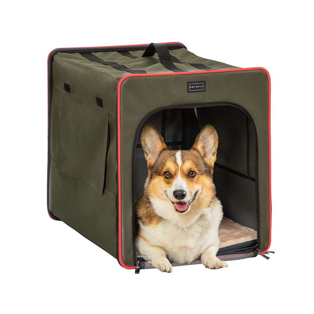 PETSFIT Sturdy Wire Frame Soft Pet Crate Collapsible for Travel