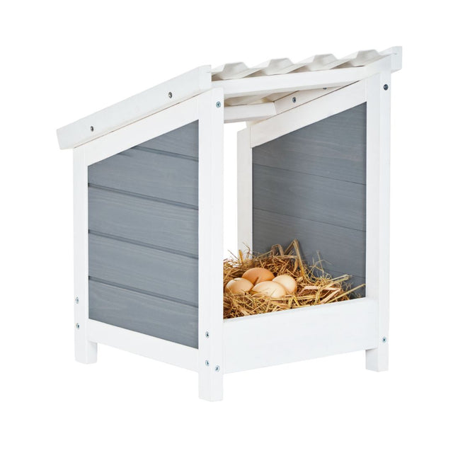 PETSFIT Chicken Nest Box Wood Single Boxes for Laying Eggs with PVC Roof