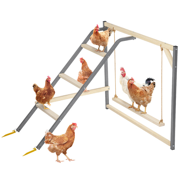 PETSFIT wooden chicken perch with swing for backyard coops