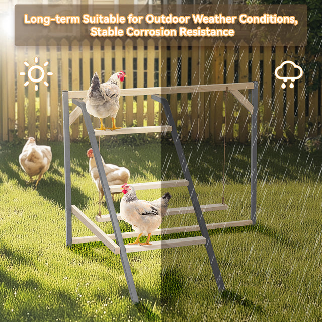 PETSFIT wooden chicken perch with swing for backyard coops