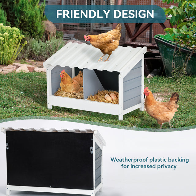 PETSFIT Nesting Boxes for Chickens Double Nesting Box with PVC Roof