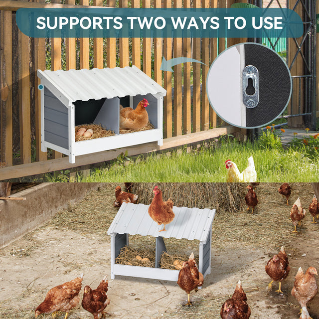 PETSFIT Nesting Boxes for Chickens Double Nesting Box with PVC Roof