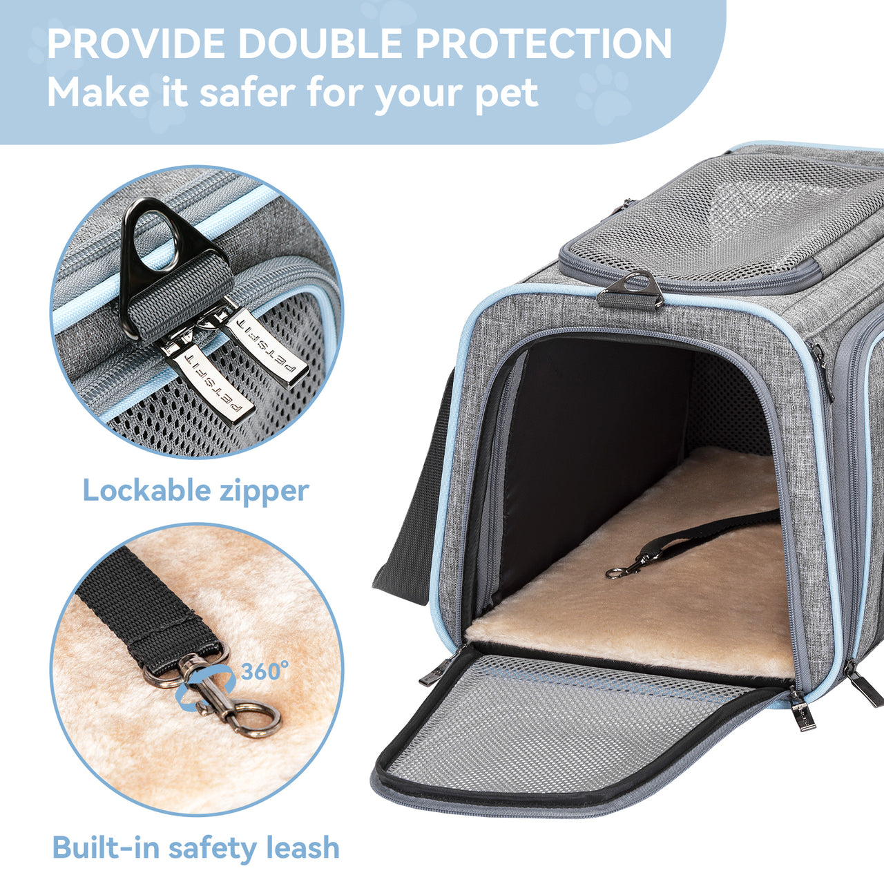 Curated visual reference: Curated Travel Gray Dog Crate Carriers With Expandable Space Gallery View
