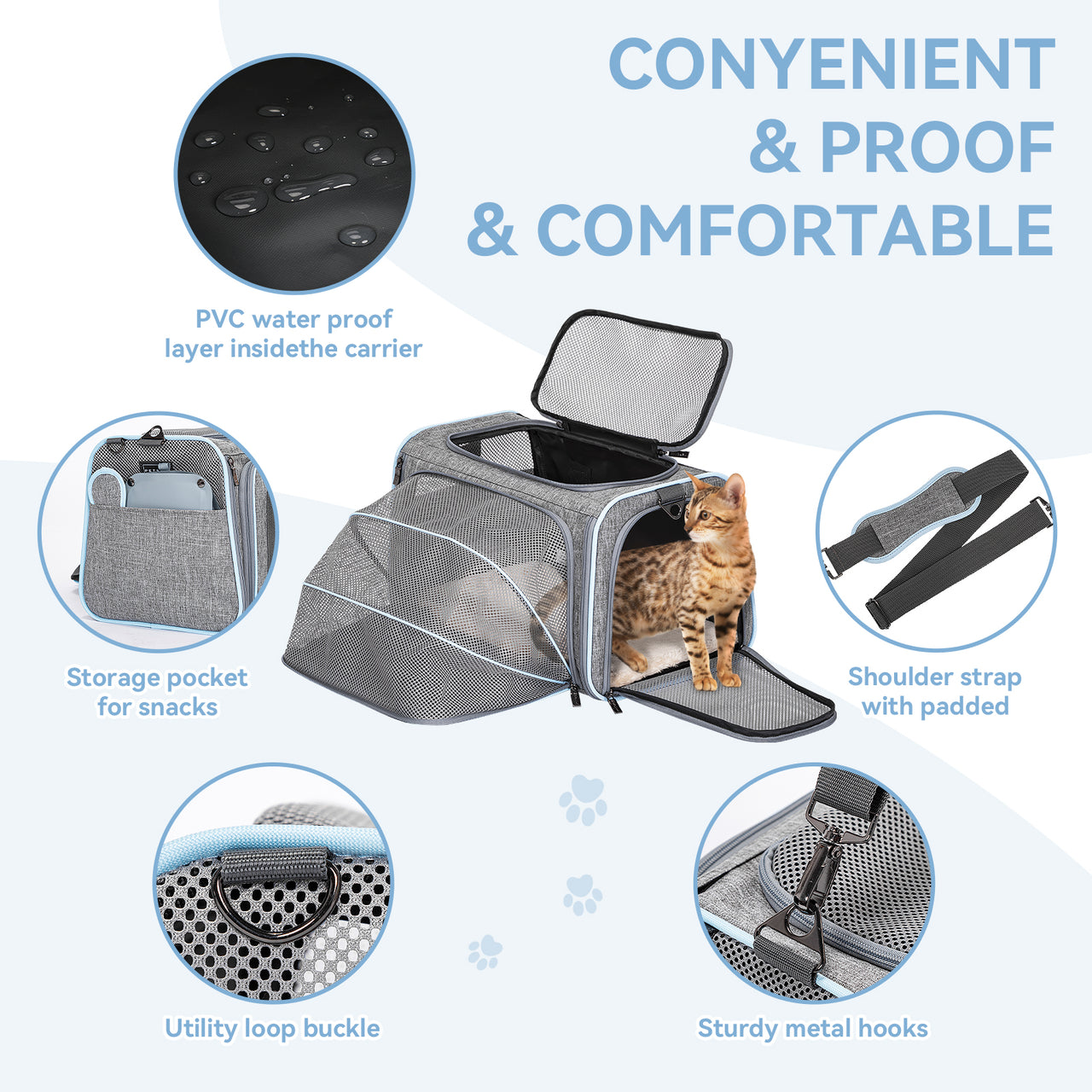 Curated visual reference: Visual Reference: Petsfit Expandable Cat Carrier Dog Carrier Bag Outdoor Travel