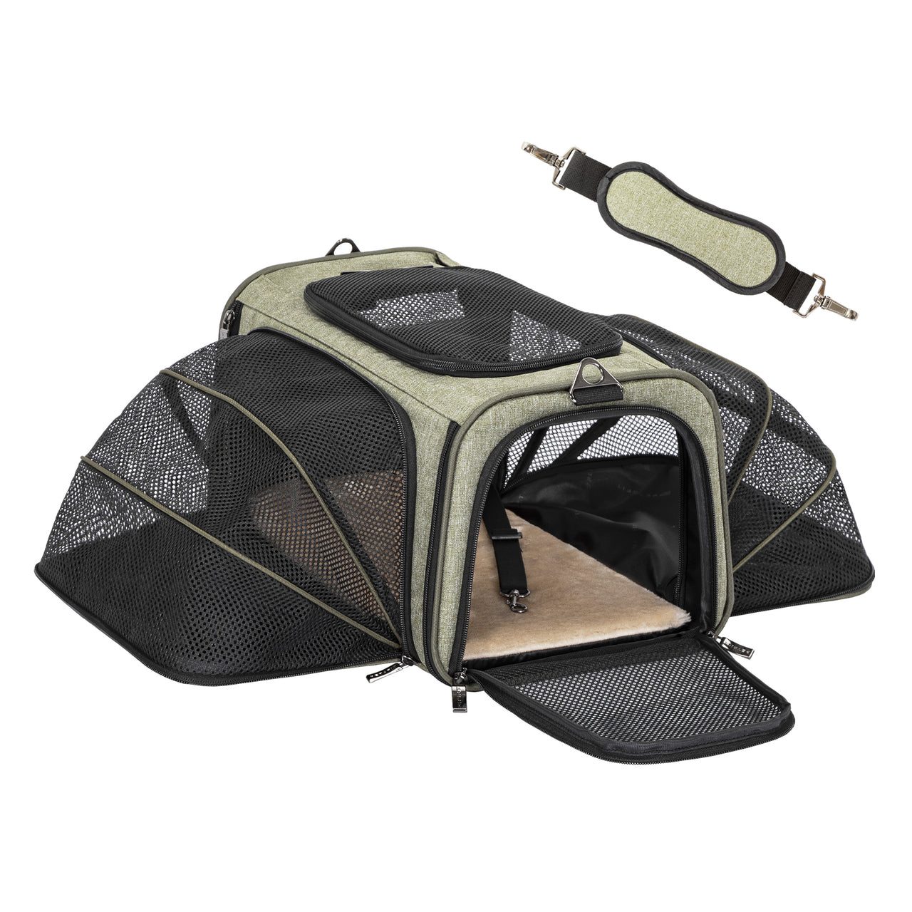 Curated Travel Gray Dog Crate Carriers With Expandable Space Gallery View 36