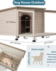 PETSFIT Luxury Outdoor Dog House For Large With Extra-Large Porch Cabin Style -  Pet Supplies