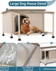 PETSFIT Luxury Outdoor Dog House For Large With Extra-Large Porch Cabin Style -  Pet Supplies