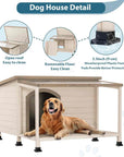 PETSFIT Luxury Outdoor Dog House For Large With Extra-Large Porch Cabin Style -  Pet Supplies