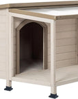 PETSFIT Luxury Outdoor Dog House For Large With Extra-Large Porch Cabin Style -  Pet Supplies