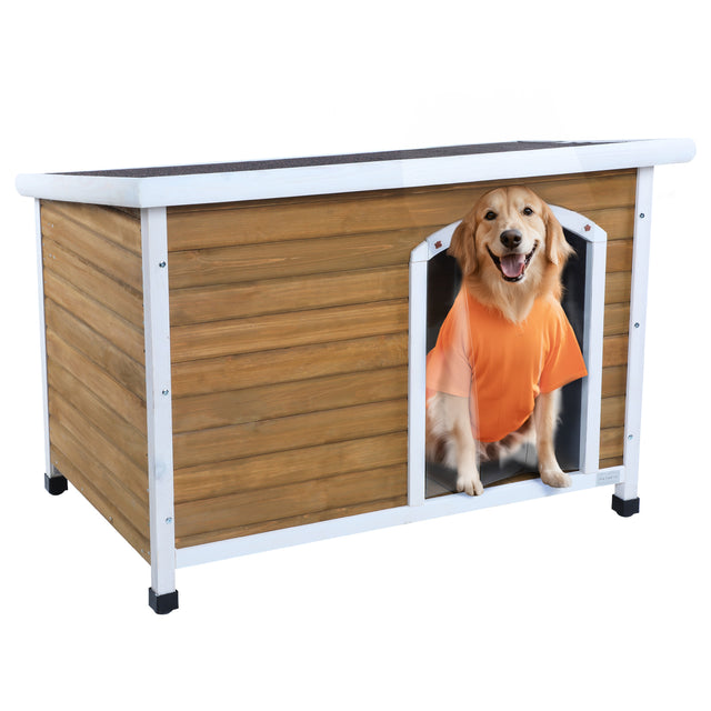 PETSFIT Wooden Dog House for Medium to Large Dogs