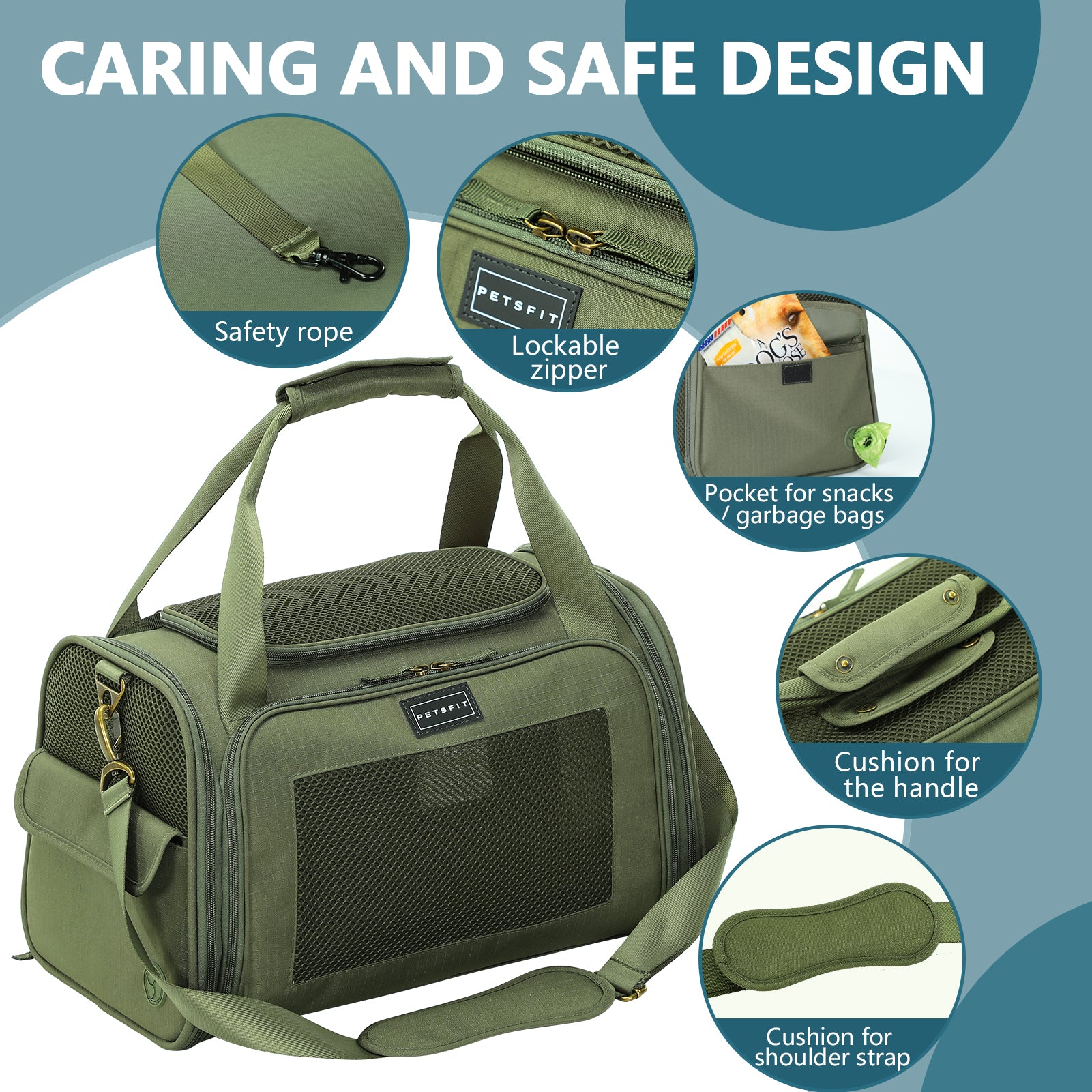 PETSFIT Foldable Pet Carrier for Cats & Small Dogs | Soft Travel