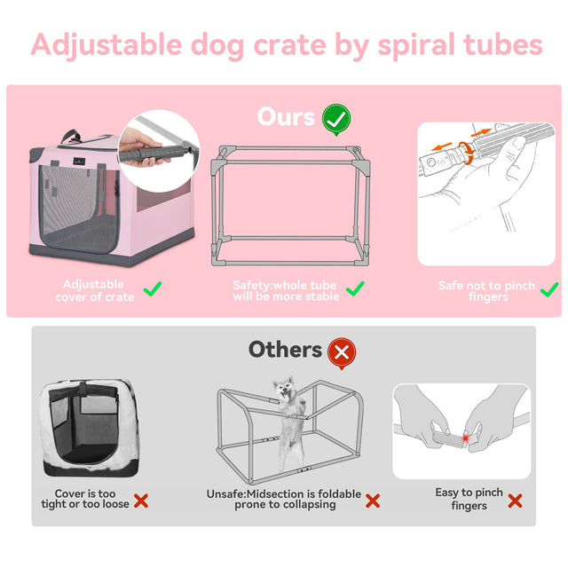 Petsfit portable travel pet bed in pink and gray, shown folded with carrying handle for easy transport