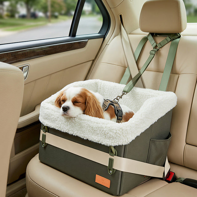 PETSFIT WILDPATH dog car booster seat size chart showing dimensions and recommended weight capacity up to 30 lbs