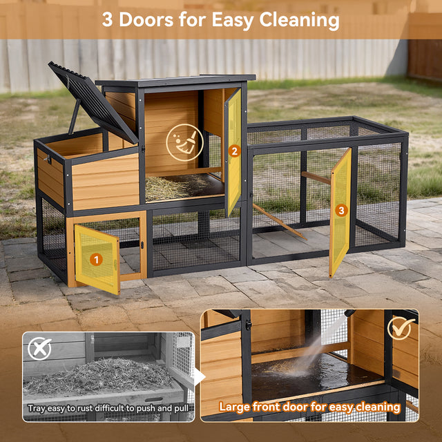 Demonstrating the easy-clean feature with a removable tray or open-access door for quick waste removal.