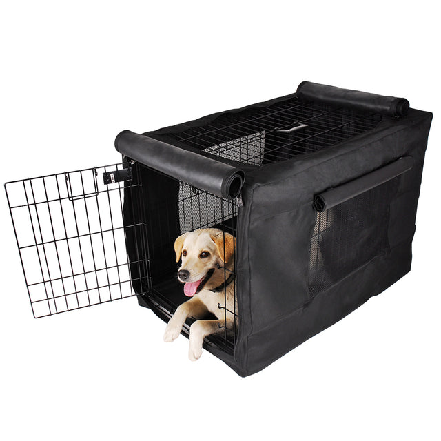 PETSFIT Double Doors Dog Crate Cover Fits Wire Crate Kennel Grey Black - PETSFIT STORE